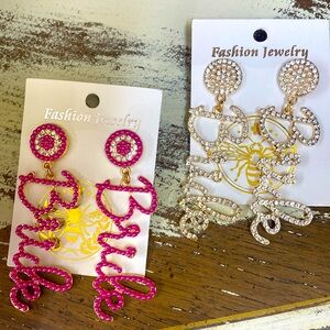 Bride stone & pearl new earrings